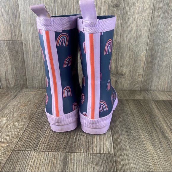 Hatley Rain Boots Girls Sz 8 Blue Purple Rainbow Waterproof Pull On Tall Toddler - Picture 4 of 8